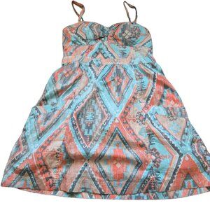 American Eagle Dress Womens 12 Mini Sundress Aztec Western Sleeveless Lined Tags